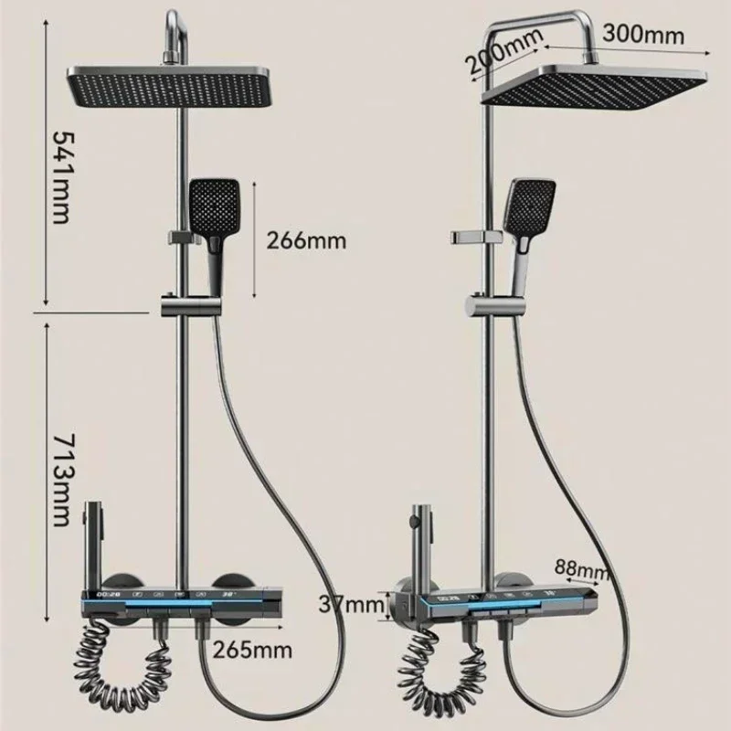 Sistema de ducha con pantalla Digital inteligente para baño, montaje en pared, tecla de Piano, salida de agua de 4 vías, juego de grifo de ducha fría y caliente