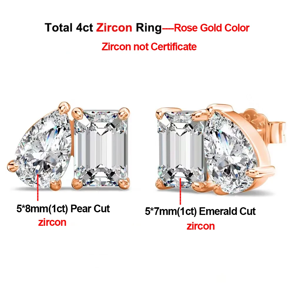 4cttw Emerald & Pear Cut Moissanite Diamanten Oorbellen voor Vrouwen GRA Gecertificeerd S925 Sterling Zilver Twee Steen Stud Oorbel Sieraden