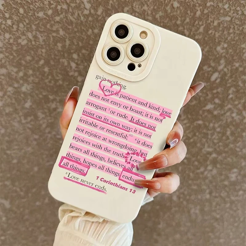 Coque de téléphone en Silicone poème d'amour, étui souple pour iPhone 16 Pro Max, iPhone 17 15 14 13 12 11