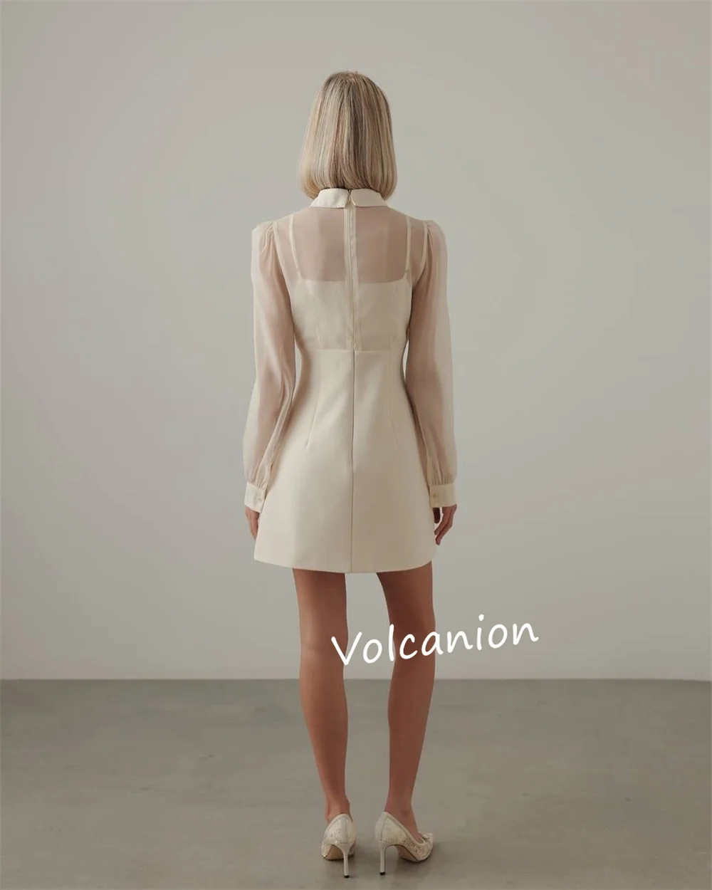 Короткие платья трапециевидной формы с высоким воротником и аппликацией на пуговицах по индивидуальному заказу, элегантная мода для торжественных вечеринок