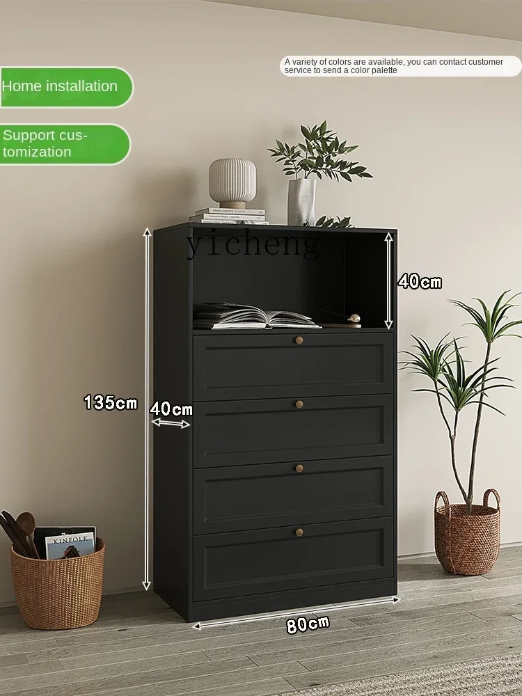 XL Chest of Drawers Living Room Wall Cabinet Locker Chest of Drawer Black Five-Bucket Cabinet Bed Front Cabinet