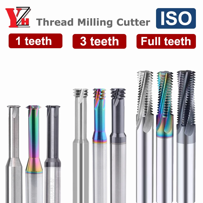 

YZH Thread Milling Cutter HRC60 1/3/Full Tooth ISO Inch Pitch CNC For Steel Aluminum M1.4M1.6 M2 M2.2 M2.5 M3 M3.5 M4 M5 M6M8M10