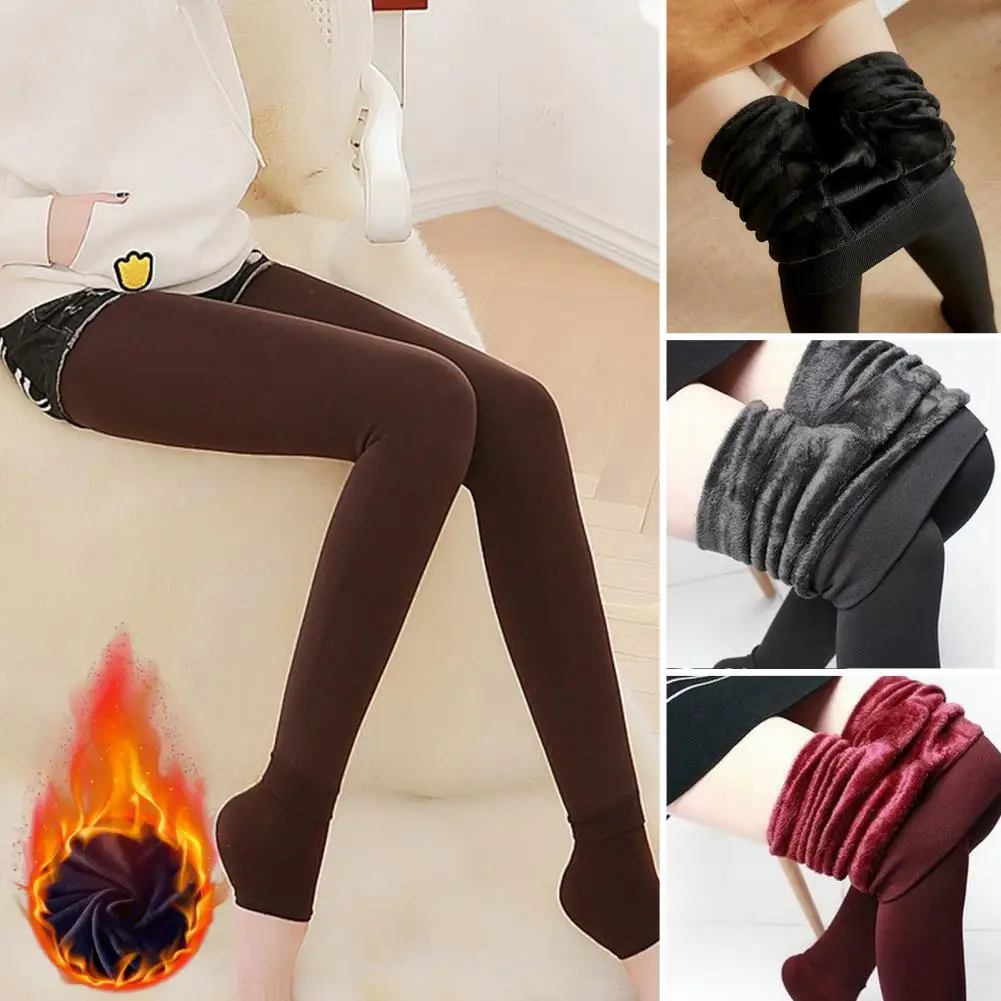 Brushed Fabric Leggings Cozy Winter Leggings for Women High Waist Tummy Control Yoga Pants with Plush Lining Elastic Brushed