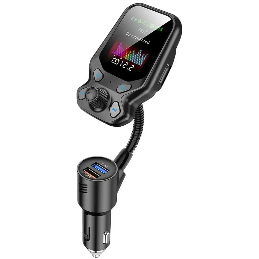 Transmisor FM con cargador USB Dual QC3.0, receptor compatible con Bluetooth, tarjeta TF, reproductor de música MP3 para coche, Cargador USB Dual QC