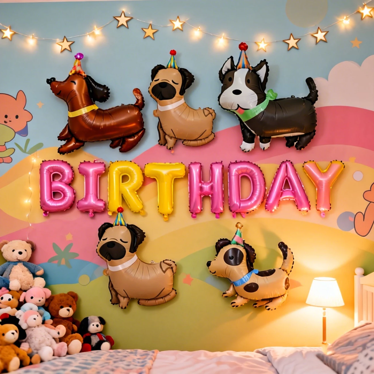 Ballon en aluminium quatre chiots, thème animaux de compagnie, pour anniversaire d'enfants, fête animale, célébration du premier anniversaire, pique-nique, décoration de salle de classe
