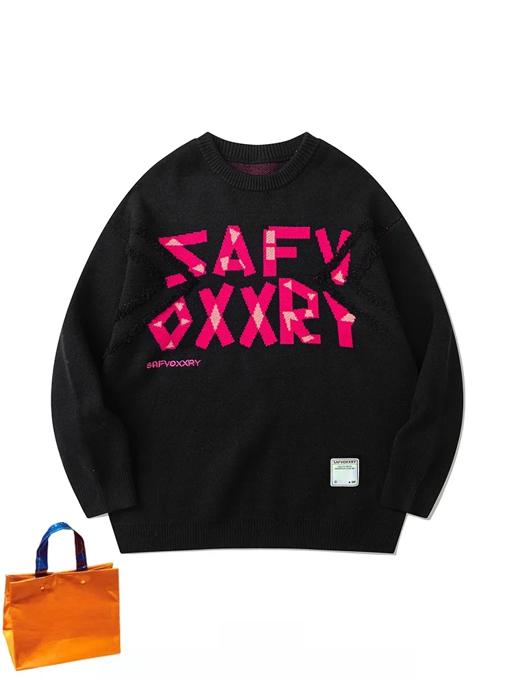 

Couples Oversized Knitted Sweater round Ne Long Sve Winter Casual Loose Fit Youthful Energy Sle Printed Men's Hoodie