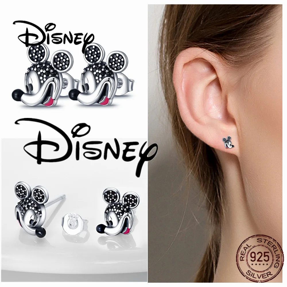 Disney Mickey Mouse Earrings 925 Sterling Silver Mickey Series Mickey Earrings Earstuds Sterling Silver Women\'s Star Earrings