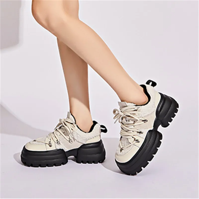 MORAZORA 2024 New Ladies Platform Sneakers Women Shoes Lace Up Chunky Sneakers Shoes Woman Mixed Colors Fashion Flats