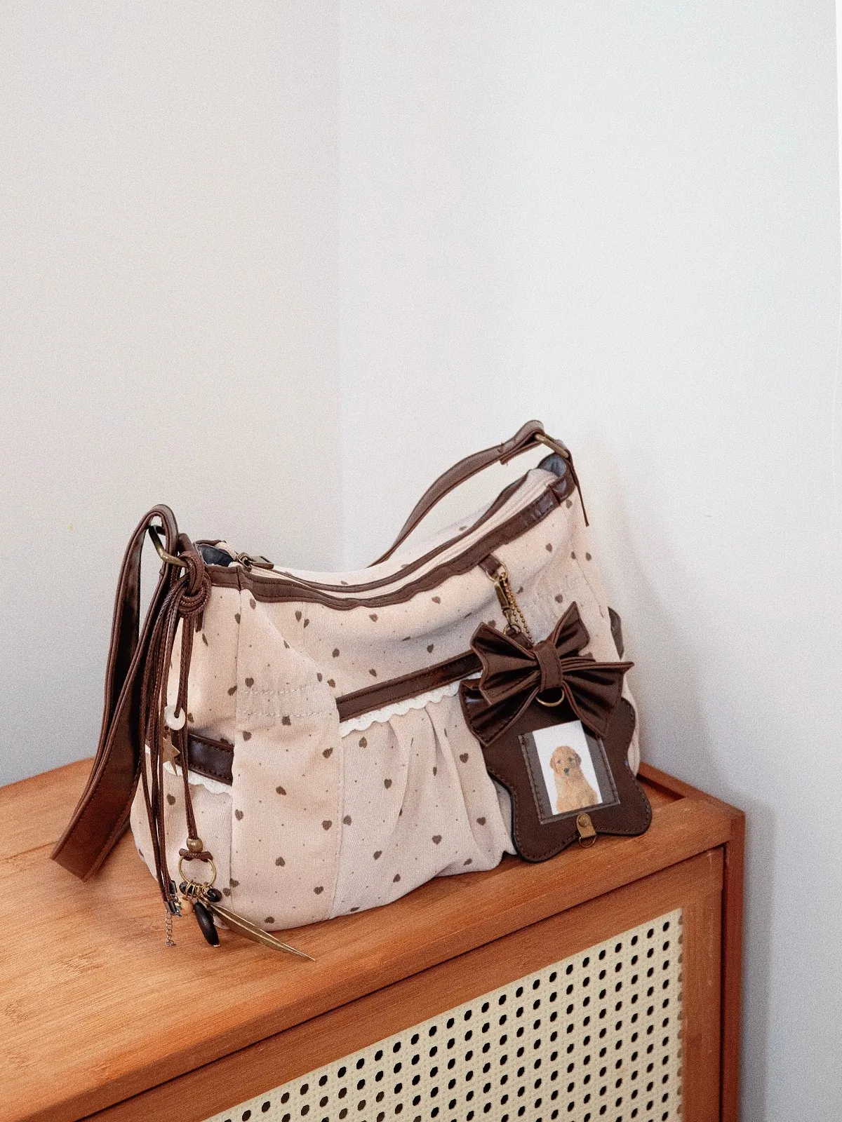 

Женская винтажная сумка через плечо с контрастным принтом и волнистым принтом, художественная антикварная повседневная сумка-тоут в стиле ретро, большая вместительная сумка через плечо для взрослых