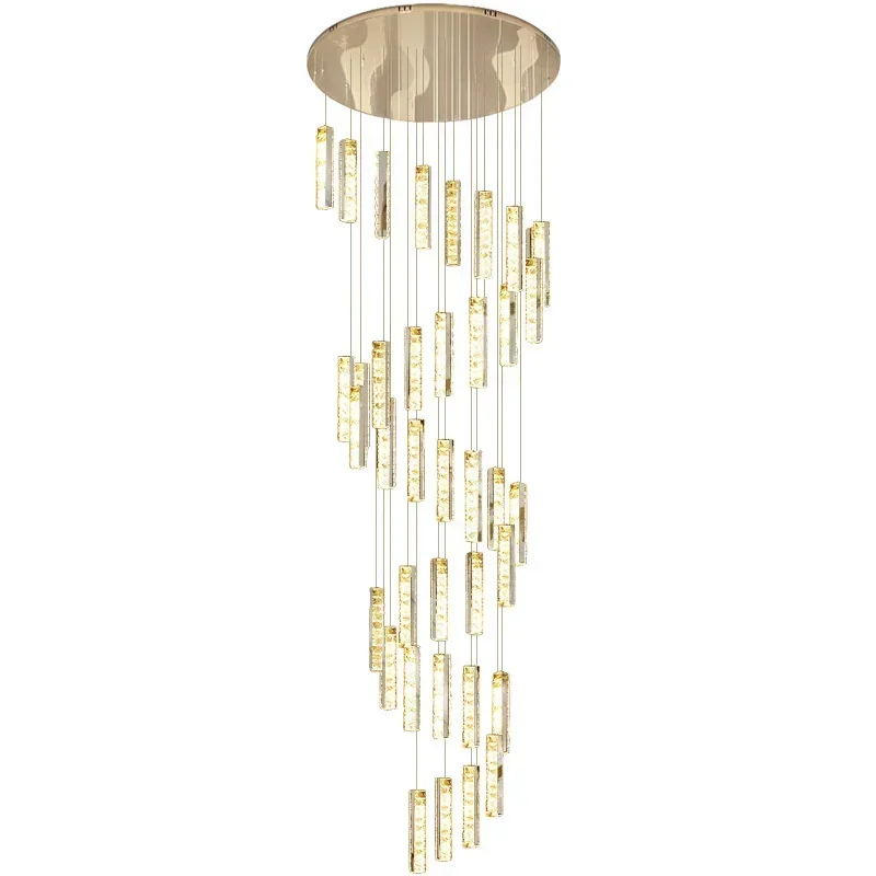 

Stairwell 20-25 PCS G4 Led Lustre Lighting Modern Led Long Pendant Lights Spiral Stair Hanging Lamps Large Crystal Pendant Lamp