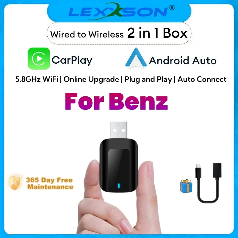 Wireless CarPlay Android Auto Wireless Adapter Plug & Play Smart Mini 2IN1 Box For Benz A C E S GLA GLB GLC 300 GLE GLS EQB EQC