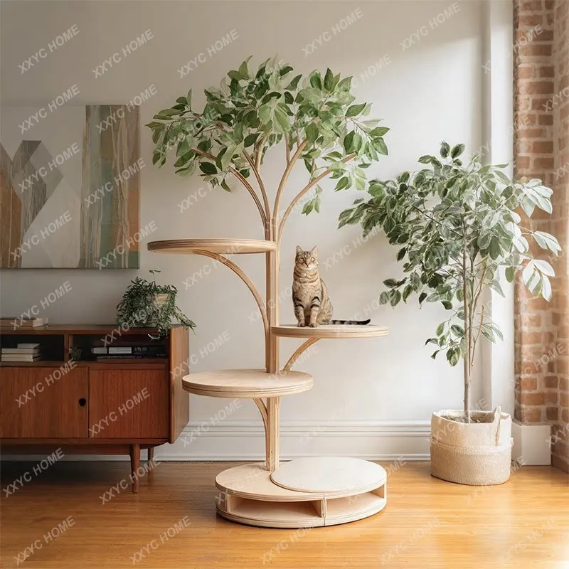 Solid wood cat climbing frame, household vertical multi-layer cat jumping platform, environmentally friendly and durable cat tre