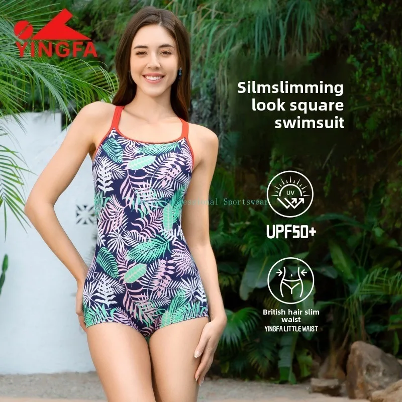 

YINGFA Women's Swimwear Belly Covering And Slimming Bathing Suits Leaf printing Swim Wear Outfit For Women Xl