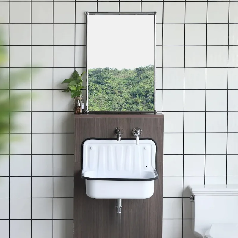 European Medieval Industrial Style Retro Steel Plate Enamel Sink Wall Mounted Installation Casualfashion Designer Products