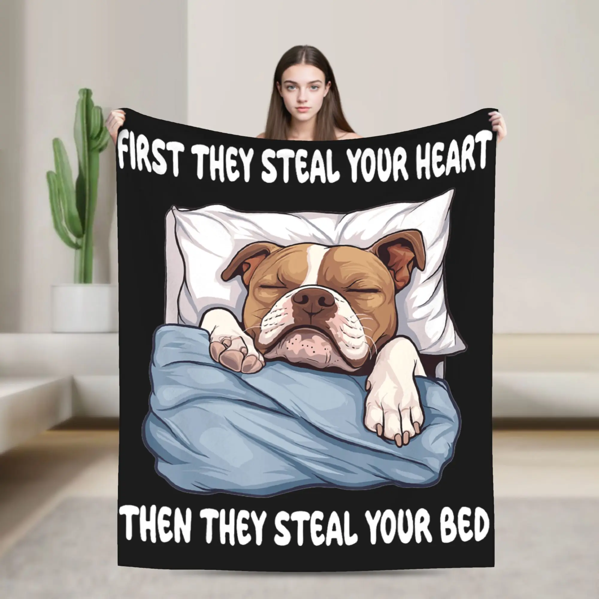 Comfortable Blanket Picnic American Staffordshire Terrier Sleeping Pajamas Nightgown Throw Blanket Funny  Bedspread For Bedroom