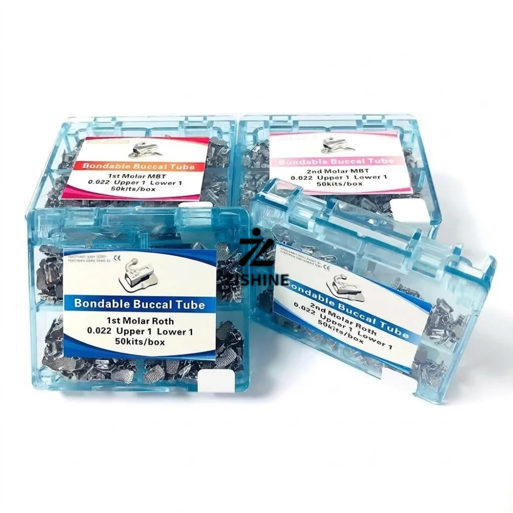50Kits Dental Orthodontic Buccal Tubes Roth MBT Edgewise 1st 2nd Molar Mesh Base Monoblock Bondable Bracket Braces Materials