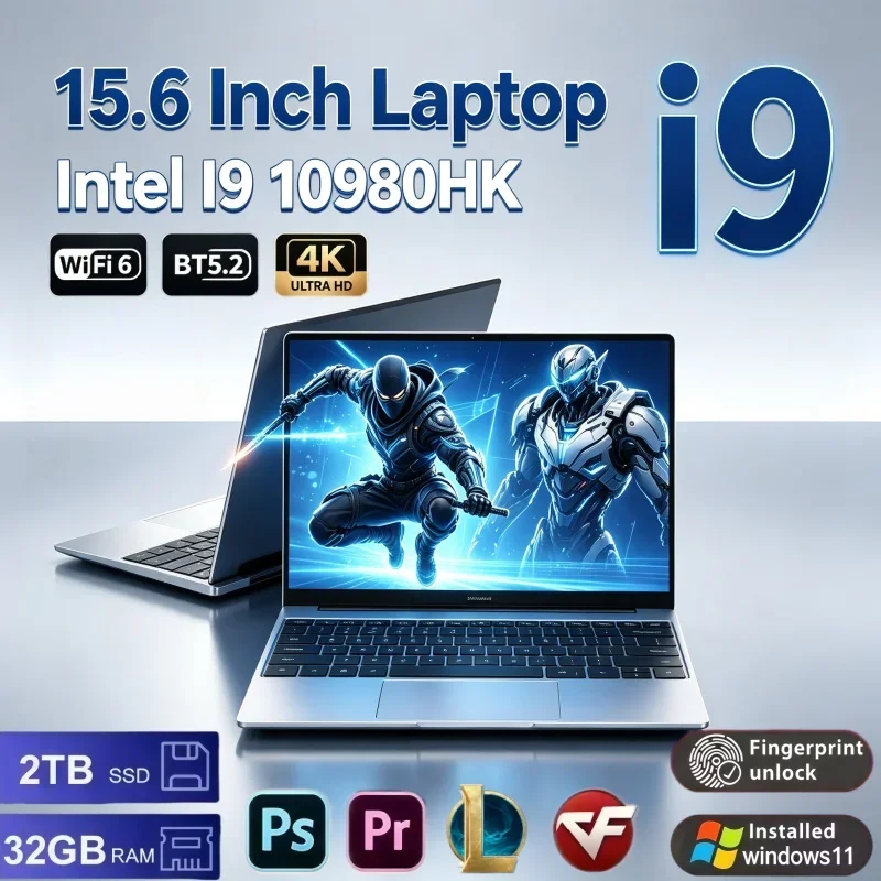 15.6 Inch Laptop Intel I9 10980HK 32GB RAM 2TB SSD Windows 11 Notebook Computer For Home Study Daily Office Entertainment