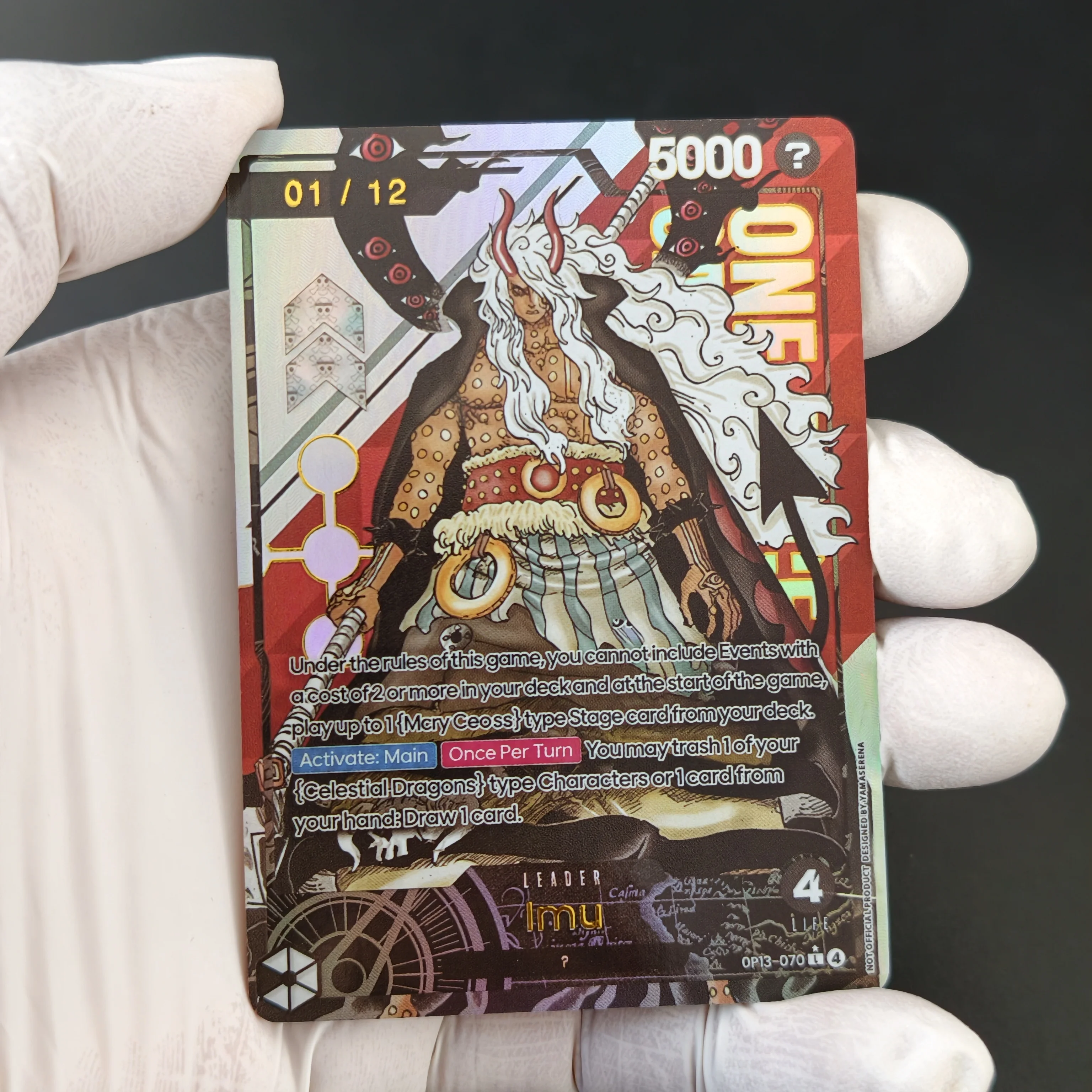 TCG Proxy Card One Piece Card Game OPCG 01/12 Limited Serial Number Leader Cards Holographic Foil DIY Replica Collectible Cards