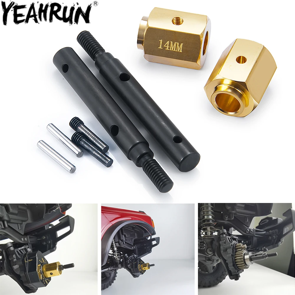 YEAHRUN RC Car Portal Stub Axle Drive Gear Shaft and Wheel Hex Adapter do TRX4 Bronco 4WD 1/10 RC Crawler Upgrade Parts