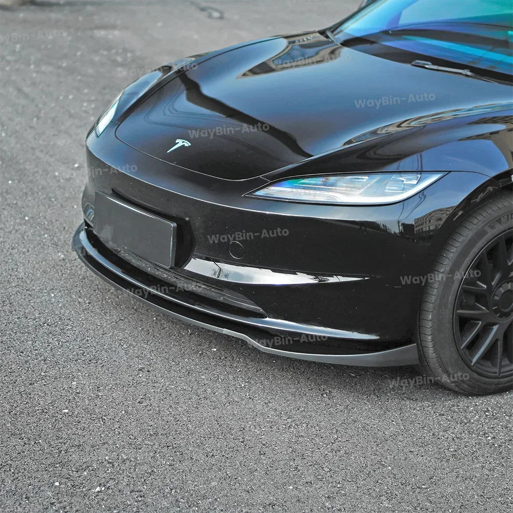Front Lip For 2024 Tesla Model 3 Highland DC Sport Bumper Lip Front Guard Trim Spoiler ABS Black Carbon Body kit Auto Accessorie