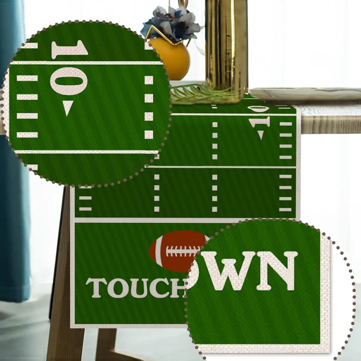 American Football Court Linen Table Runner Boy Sport Football Holiday Birthday Party Decor Kitchen Coffe Dining Home Table Decor