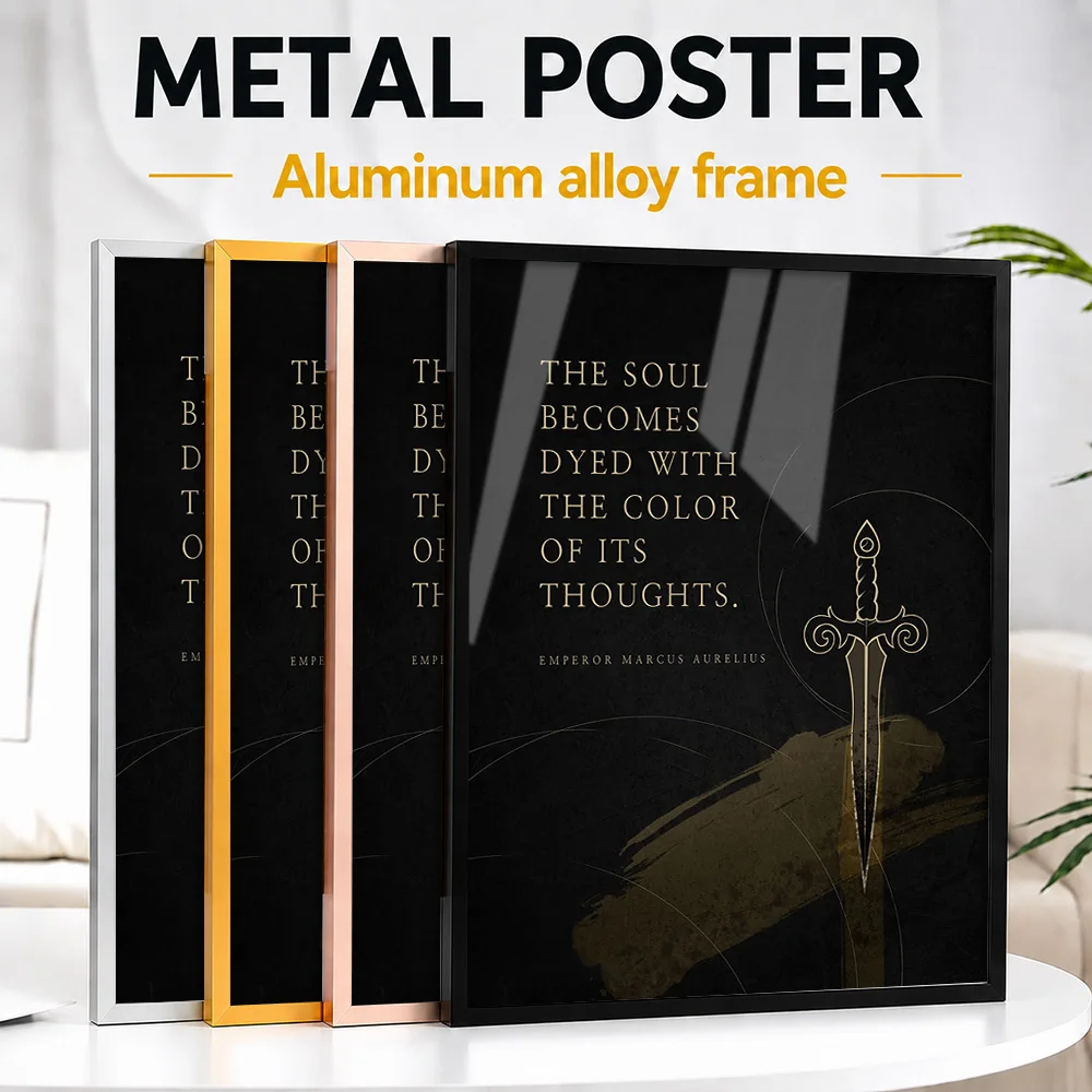 Famous Stoic Quote Framed Metal Poster Personalized Photo Focused Lettering Style Wall Art For Home Office Ideal Birthday Gift