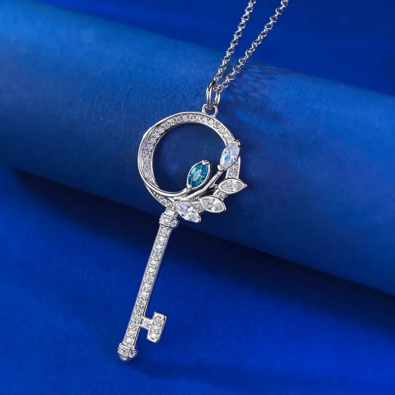 

Новый S925 серебряный ключ ожерелье кулон женская мода Mingyuan светлый роскошный стиль простые и милые украшения