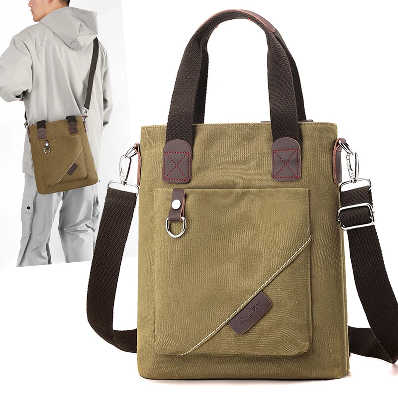 Casual Canvas Men's Bag Fashionable Shoulder Crossbody Bag Simple Business Briefcase Leisure Retro Canvas Men's Fashion Bag