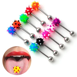 Surgical Steel Vibrating Tongue Ring Tongue Piercing Ring Colorful Rock Personality Rubber Barbell Tongue Ring Bar Body Jewelry