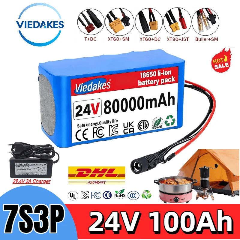 

High Demand 7s3p 24V Battery - 100000mAh 18650 Rechargeable Li-ion, Perfect for Camping Gear/Portable Tools, Long-Lasting✈️