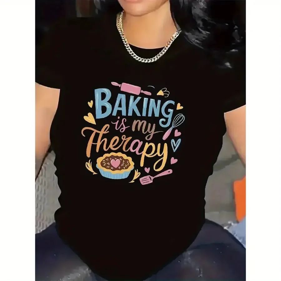 

Футболка с графическим принтом "Печенье" - Футболка из полиэстера с коротким рукавом - Дизайн "Печенье - это мое средство расслабления" - Прочная и удобная - Whisk and Cupca