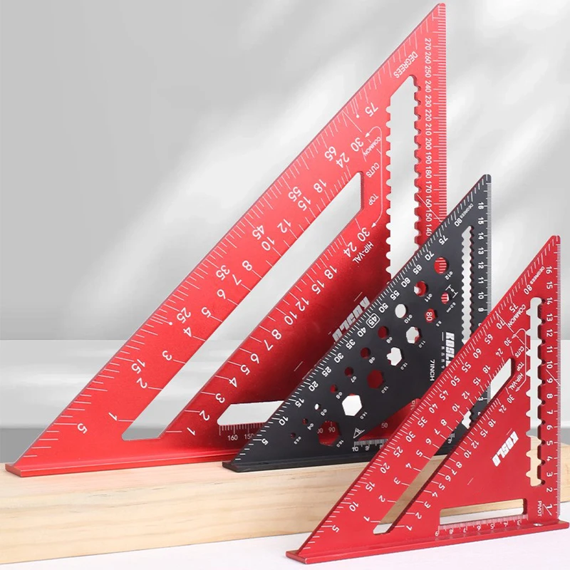 1Pc Triangle Ruler, Aluminum Woodworking Multifunctional Multi Angle Ruler , High-precision Right Angle Scribe Marking Ruler