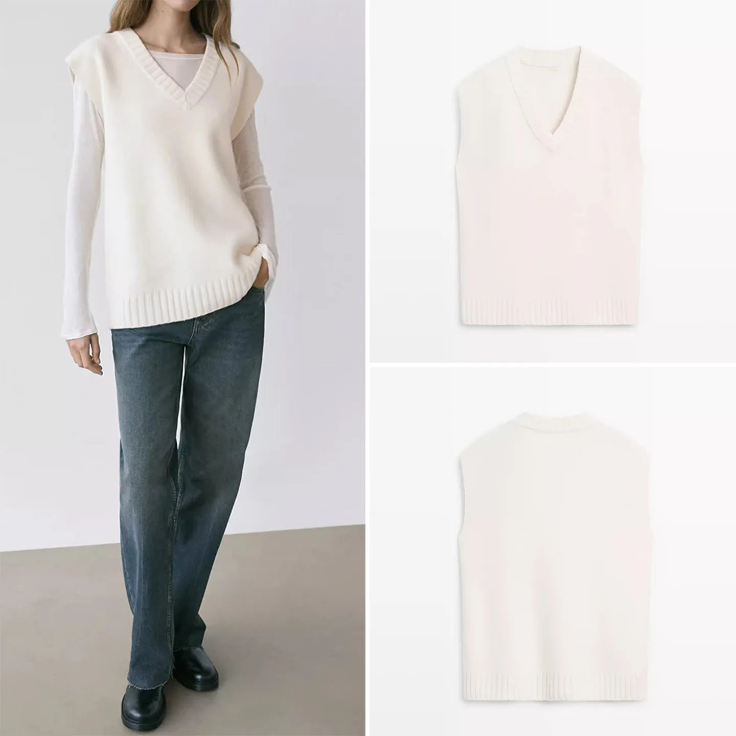 

Ele простой женский свитер с v-образным вырезом, многослойный модный осенне-зимний Новое поступление, брендовый трикотажный топ Z стандартного кроя