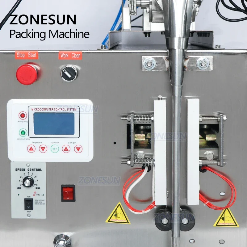 ZONESUN-máquina automática de llenado de salsa de aceite, pasta de chile líquida, condimento de miel, agua, olla caliente, Material, llenado, sellado, embalaje