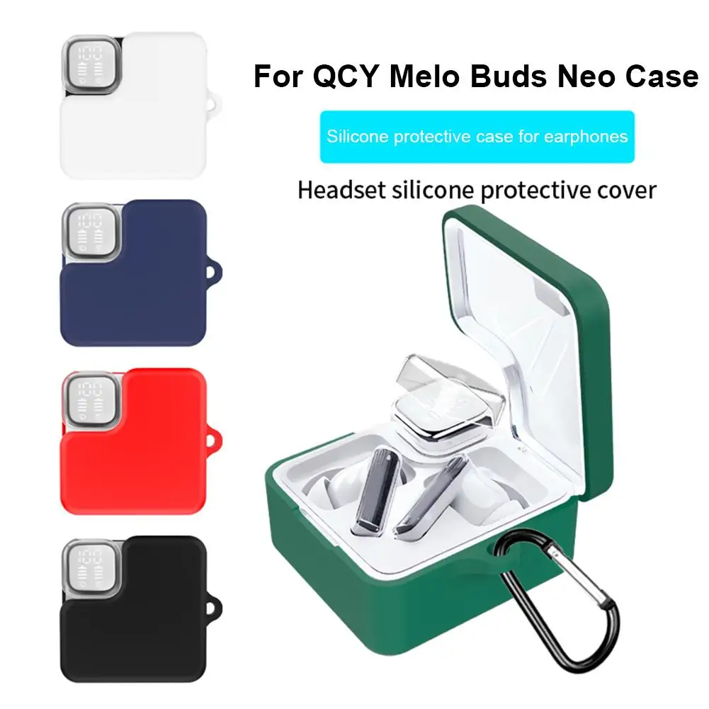 For QCY Melo Buds Neo Earphone Silicone Protective Anti-fall Multi-colored Cover Charging Case ﻿ Digital Display Case Dustp K7I6