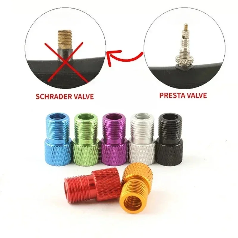4/8/12pcs Alloy Bike Valve Adapter Convert Presta to Schrader Valve Bicycle Pump Air Nozzle Tube Tools Bicycle Accessories