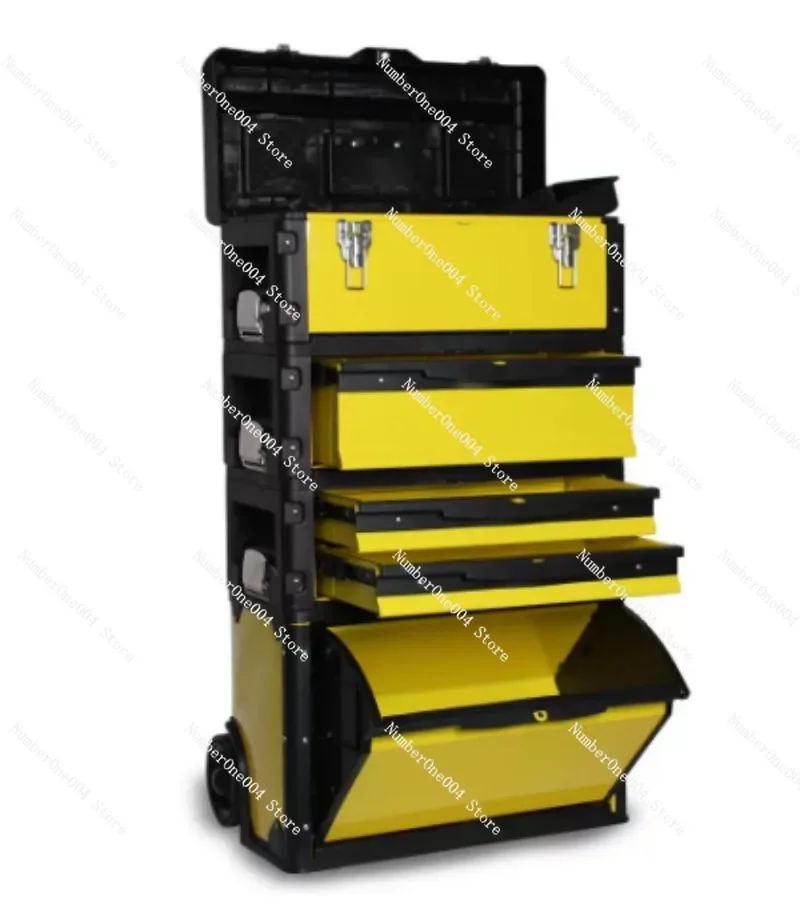 4 Tier Rolling Tool Case Heavy Duty Hardware Organizer Portable Workshop Storage Cabinet