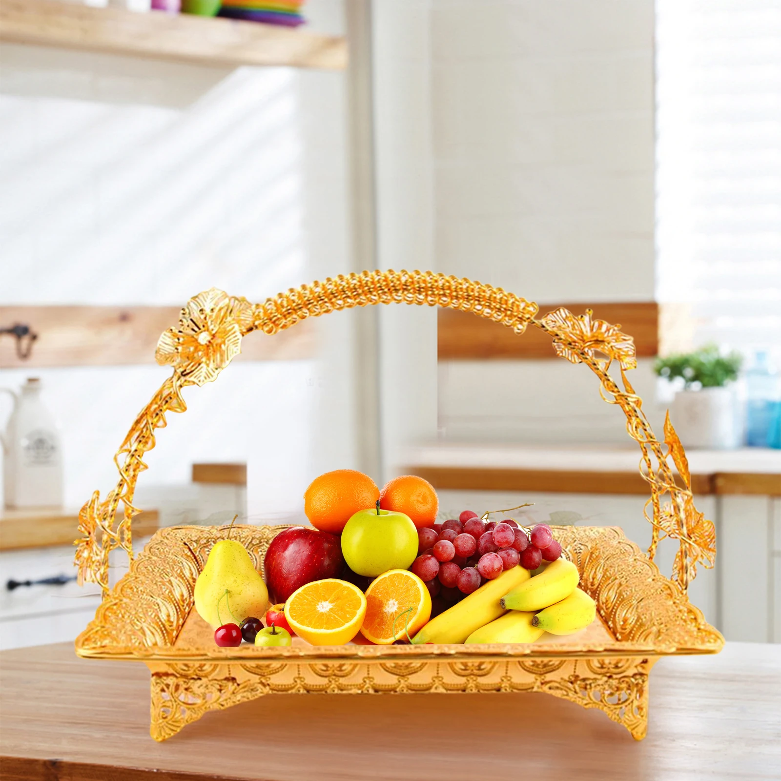 Fruit Tray Multipurpose Dried Food Plate Table Organizer Serving Tray for Kitchen Home Centerpiece Decoration Wedding Gift