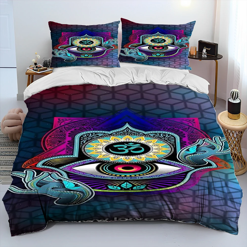 Nazar Evil Eye Albero della Vita Set di biancheria da letto trapuntato, Set copripiumino Copripiumino Federa, Set di biancheria da letto king queen