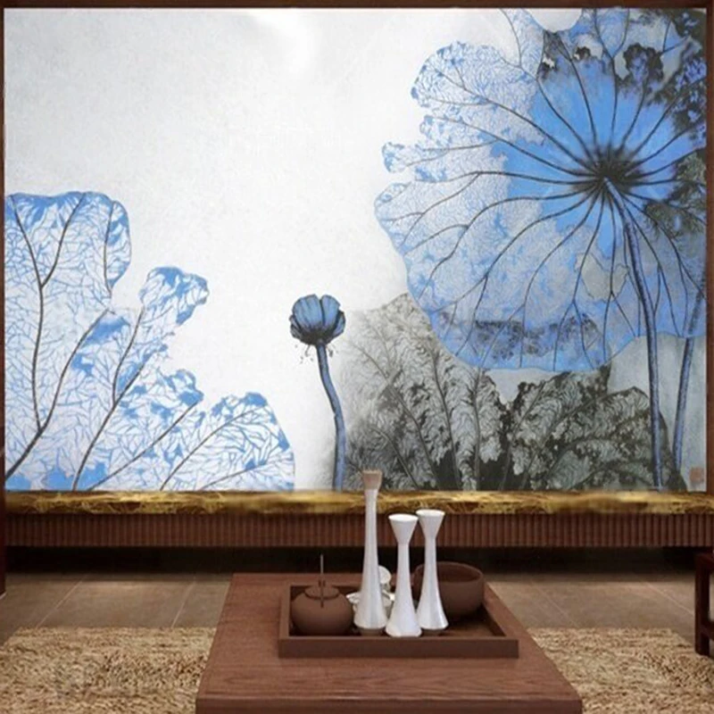 

Фоновая стена роскошной домашней спальни с водо-голубой тушью, рисунком в бассейне Hualien.