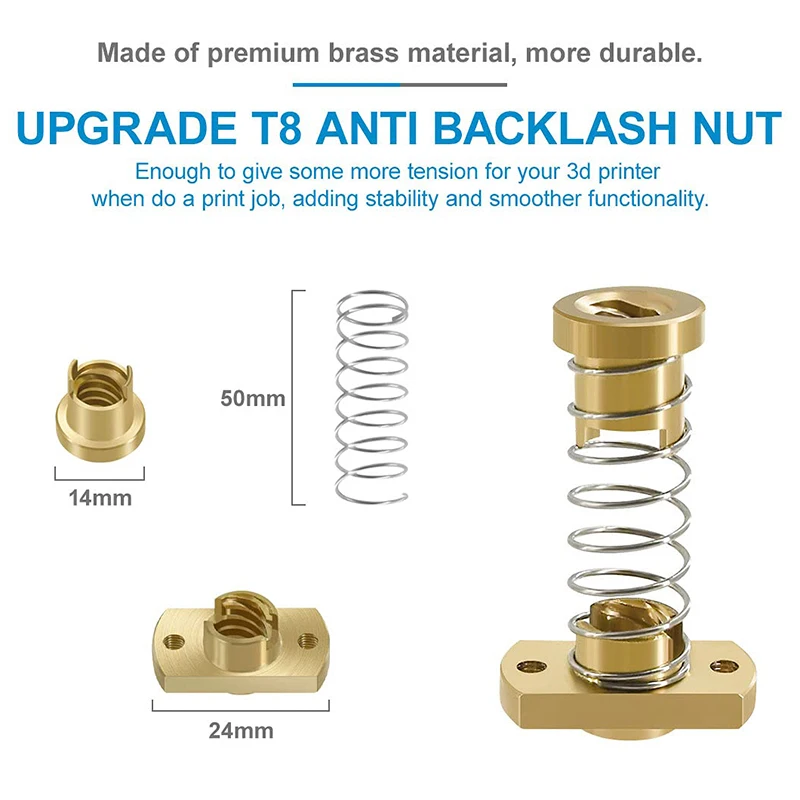 Anti Backlash Porca E Eixo Z Levar Parafuso Top Mount Compatível Com Ender 3/3 Pro/3 V2/CR-10, Atualização Impressora 3D