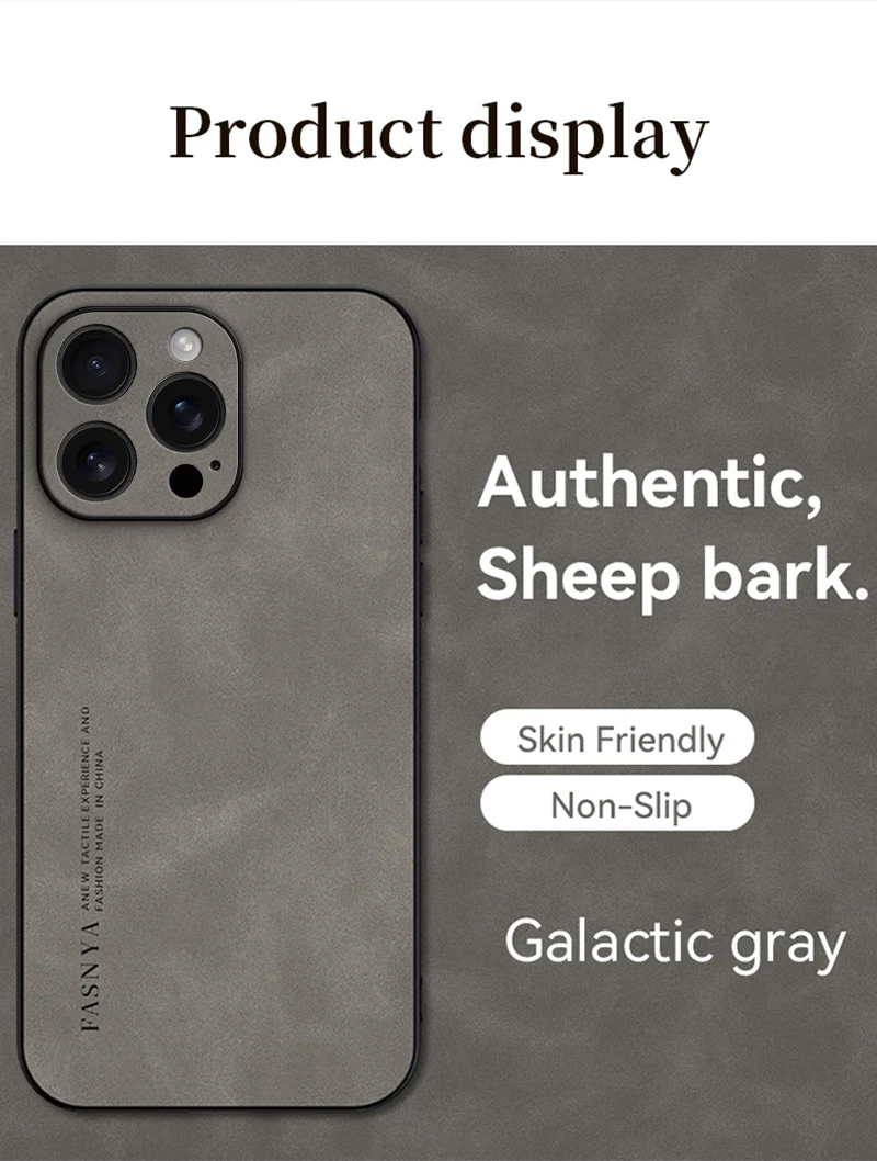 Luxuriöse Schaffell-Leder-Handyhülle für iPhone 17, 16, 15, 14, 13, 12, 11, Pro Max Plus XS mit Kameraobjektivschutz, matte Rückseite – Detail 11