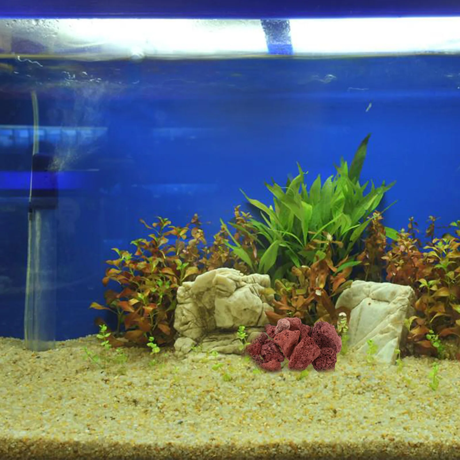 

500G Volcanic Rock Stones Dark Red Aquarium Filter Material Fish Tank Habitat Decor Stone For Aquatic Plants Fish Natural