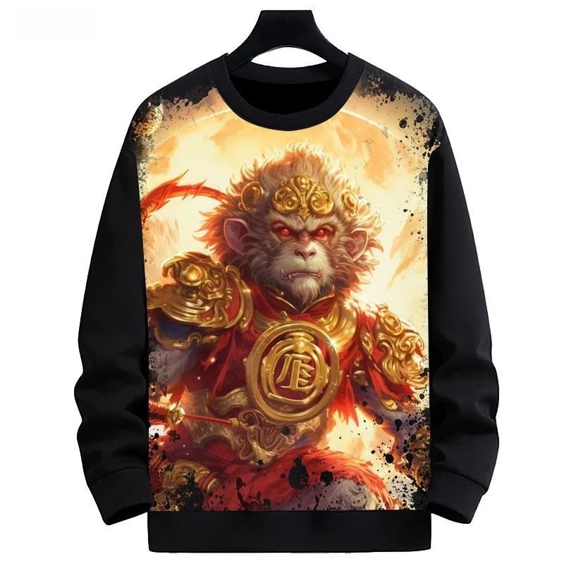 جديد وصول الشمبانزي القرد نمط جولة Ne البلوز 3D الطباعة الرقمية الرجال Jaet مريحة Fce اصطف هوديي