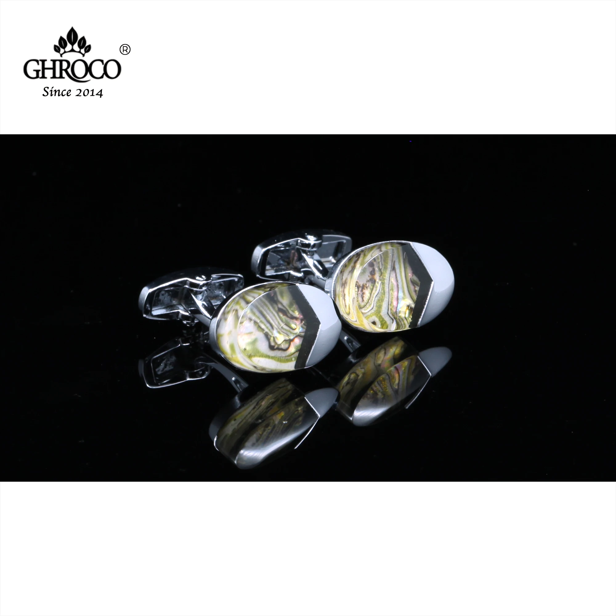 

GHROCO High Quality Exquisite Shaped Metal Side Drop Epoxy French Shirt Cufflinks Fashion Luxury Gift