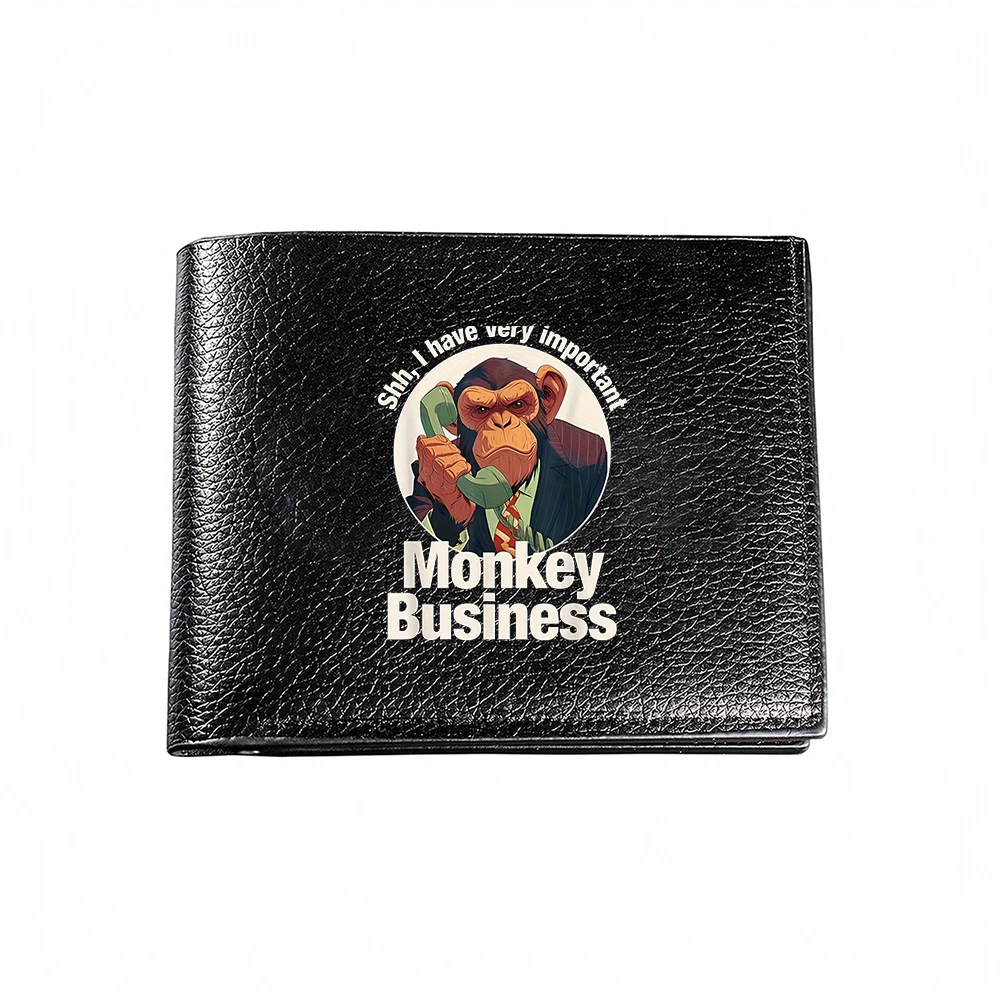 Monkey Business With Important Monkey Holding Phone And Suit Print On Wallet