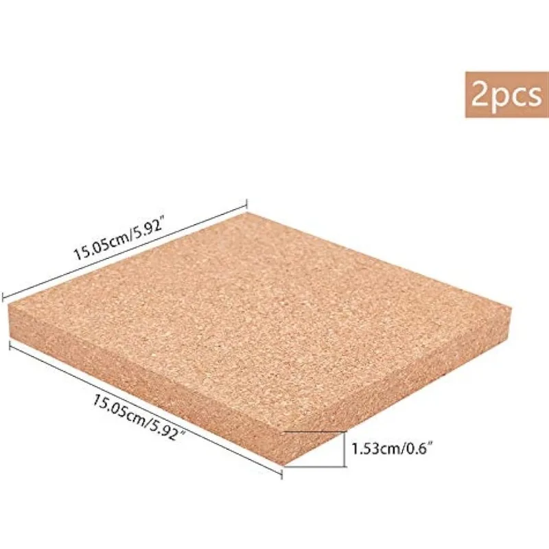 2PCS Square Bulletin Boards 6 x 6 inch Wood Cork Board 0.6 inch Thick Square Cork Board Cork Tiles for Wall Decoration, Party