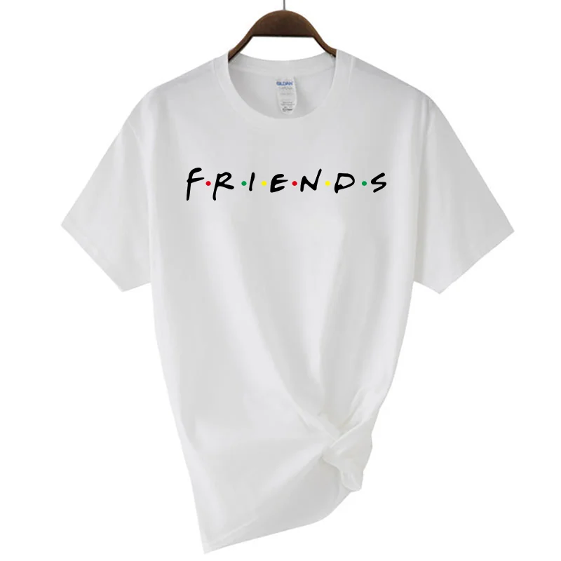 New men's T-shirt FRIENDS dynamic letter print minimalist casual slim fit short sleeved women's youth fashion top