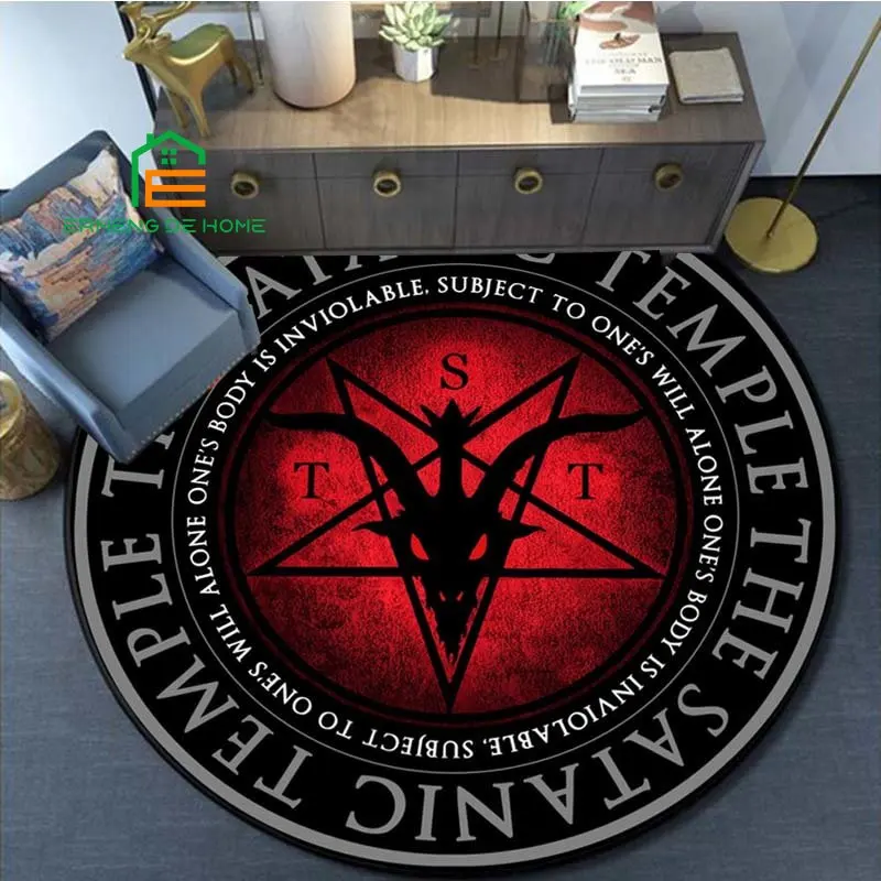 

Satan Goat Flannel Round Rug for Bedroom Non-slip Carpets for Living Room Kitchen Mats for Floor 5 Sizes