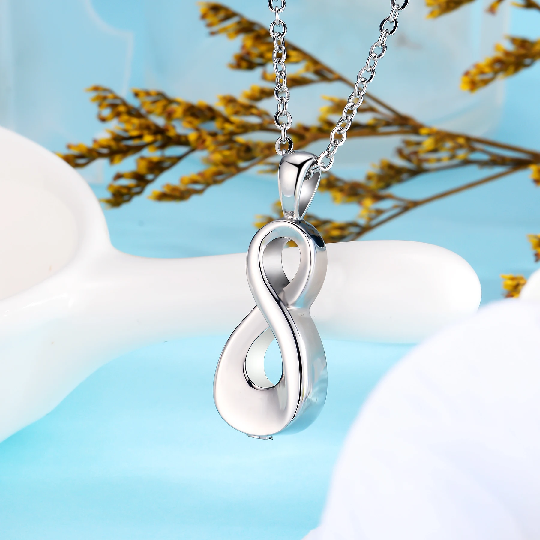 Infinity Urn Necklace for Ashes Stainless Steel Infinity Cremation Jewelry Gift Keepsakes Locket Necklace for Women Men